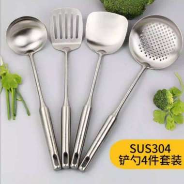 Spatula 4 in 1 Stainless Sutil Alat Set Masak Alat Perlengkapan Dapur