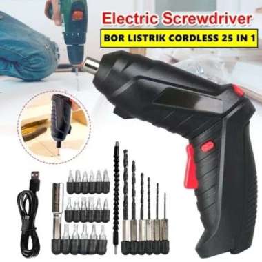 Mesin Bor set 47 Obeng Elektrik Cordless Screwdriver RECHARGER Mesin Bor Mini Obeng Ezzy
