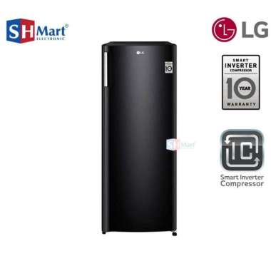 KULKAS FREEZER LG 6 RAK KAPASITAS 165 LITER GN-INV304SL / GN-INV304BK INVERTER TEMPERED GLASS GARANS