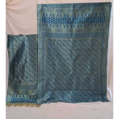 Songket Pash - Songket Palembang Atbm Set Kain Selendang Lepus Motif Pulir Berbagai Macam Warna Biru