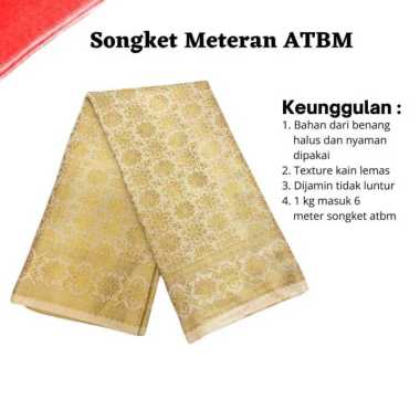 Songket Pash - Songket Meteran Berbagai Macam Motif dan Warna Putih Gold