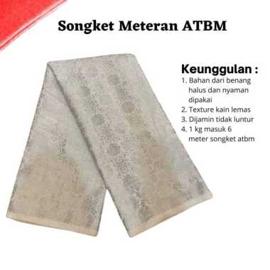 Songket Pash - Songket Meteran Berbagai Macam Motif dan Warna Putih Silver