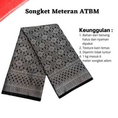 Songket Pash - Songket Meteran Berbagai Macam Motif dan Warna Hitam Silver