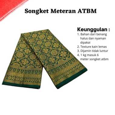 Songket Pash - Songket Meteran Berbagai Macam Motif dan Warna Hijau Gold