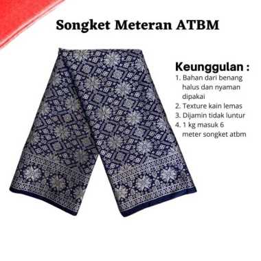 Songket Pash - Songket Meteran Berbagai Macam Motif dan Warna Navy Silver