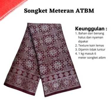 Songket Pash - Songket Meteran Berbagai Macam Motif dan Warna Merah Marun Silver