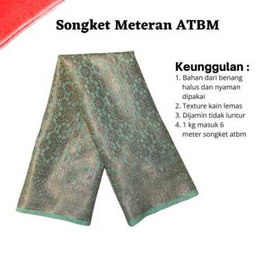 Songket Pash - Songket Meteran Berbagai Macam Motif dan Warna Hijau Sage Tembaga