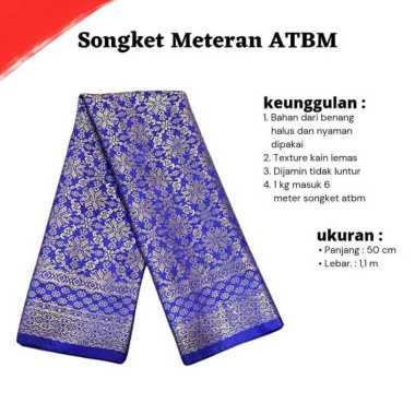 Songket Pash - Songket Meteran Berbagai Macam Motif dan Warna Biru Gold