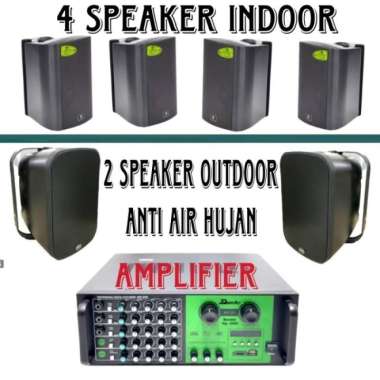 Paket 2 Speaker Anti Air Hujan Dan 4 Speaker 5 Inch,Amplifier Bluetooh