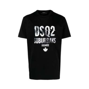 [12.12 Dealcember] Dsquared2 Suburbans Lettering Logo Glitch Cool Fit T-Shirt Black Black M