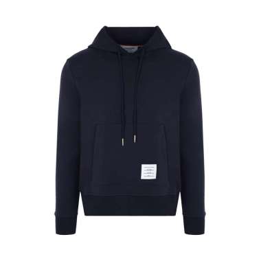 Thom Browne Loopback Mesh and Embroidered Anglaise Floral Hoodie Navy Blue 2