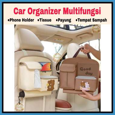 Car Seat Organizer 4in1 Multifungsi Tissue Tong Sampah Mobil Kulit 910 MOTIF 1117
