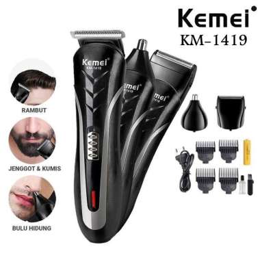 Kemei KM-1419 Alat Cukur Rambut Elektrik Portable Cukuran Kumis Razor