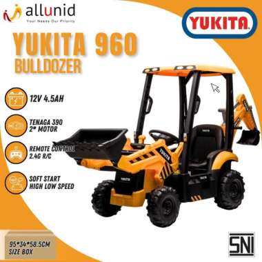 Maenan Anak Mobil Aki Truk Garpu Yukita 960 Forklift BULDOZER