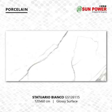 Granit Lantai Body Putih Glossy - Statuario Bianco Series | Sun Power 120x60