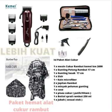 Paket Lengkap Alat Cukur Potong Rambut Salon & Barbershop-murah Kemei KM 2600