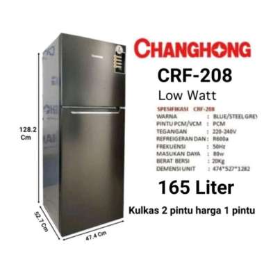 CHANGCHONG Kulkas 2 Pintu Low Watt Big Freezer 165 Liter CRF-208 Garansi Resmi