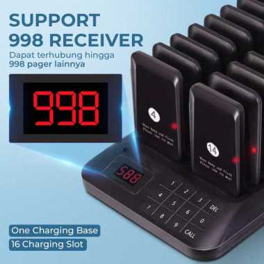 RTKS Wireless Calling System Restaurant Mesin Antrian 16 Pager