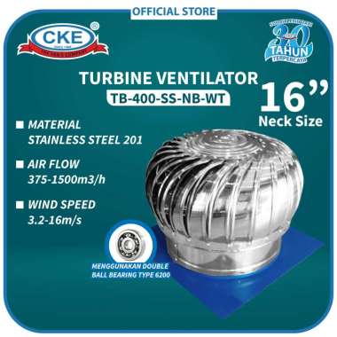 Turbin Ventilator 16 Inch Turbine Roof Ventilasi Atap Rumah Pabrik 16"