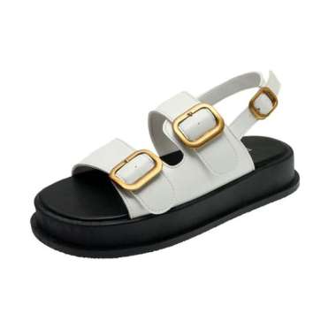 BELVA Sandal Gladiator Wanita Tali Import Korea Style Fashion Santai Kekinian 37 Putih