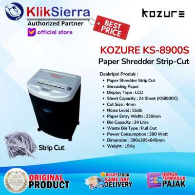 KOZURE KS-8900S PAPER SHREDDER - A4(70gr) 17 lbr , 34 liter - STRIPCUT Unit Only
