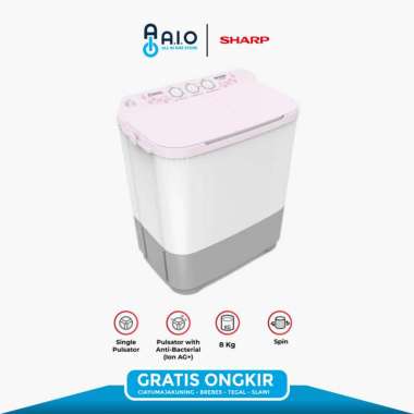 SHARP - MESIN CUCI 2 TABUNG 9 KG - ES-T90MW-PK