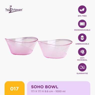 Mangkok Makan Twin Tulipware Soho Bowl (set of 2) Pink Lady