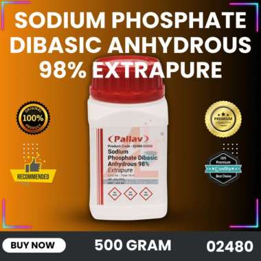 Sodium Phosphate Dibasic Anhydrous 98% | Na2HPO4, Extrapure , 500 gram
