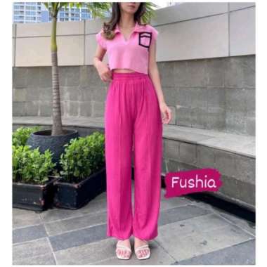 KULOT KNIT RAJUT HIGHWAIST IMPORT TERBARU XL Fuschia