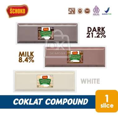 Cokelat Batang Coklat Compound SCHOKO Premium Chocolate Block For Baking (1 Slice Potong) Greentea C
