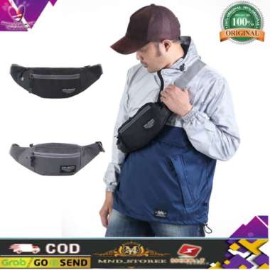 Tas Selempang Kecil / Waist Bag Pria Montero Bag/ Tas Slempang Pria - Abu-abu Hitam