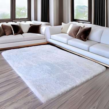 berkah saluyu Karpet bulu rasfur ruang tamu 160x100 cm Aestetik Super LP 160x100cm Putih