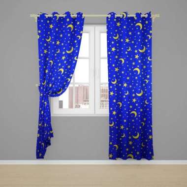 Gorden Jendela Motif Anak anak karakter L120cm X T225cm Free Tali&hook LP L120xT150 Night blue