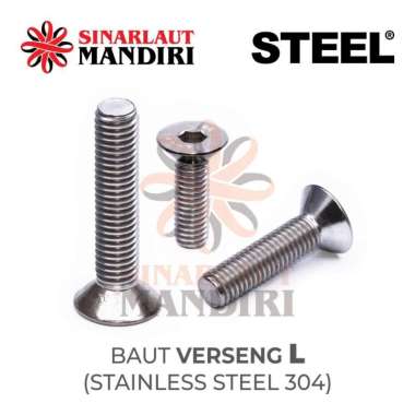 Baut Verseng L SS 304 / JFL / Hex Socket Countersunk Bolt M 20 x 60