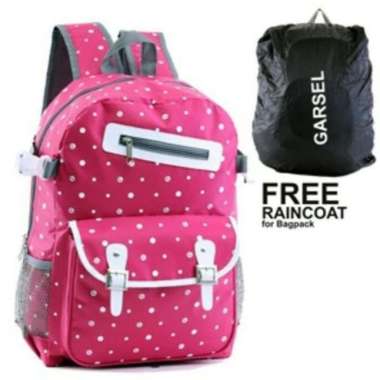 ZL tas sekolah anak perempuan free raincoat / tas ransel bagus lucu grs