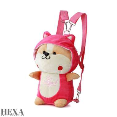 Tas Ransel Gendong Boneka Anak Laki Laki Perempuan Karakter Rubah Lucu - Pink Pink