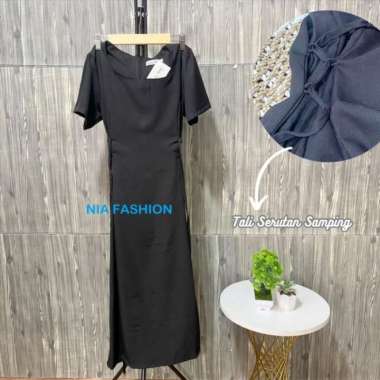 DRESS WANITA / MIDI DRESS / DRESS TANICA / FASHION DRESS KOREA - NAVY Hitam
