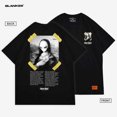 Blanker Kaos Hitam Sablon Plastisol Monalisa Conspiracy L