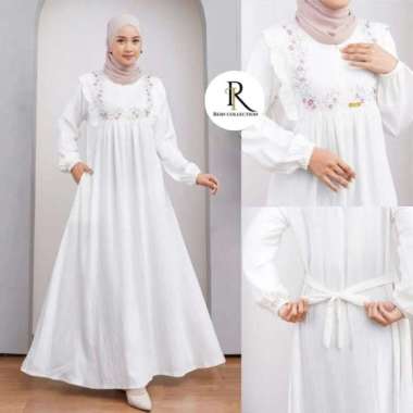 Baju gamis wanita terbaru/busana muslim gamis putih 10 variasi warna - Putih, M L Putih