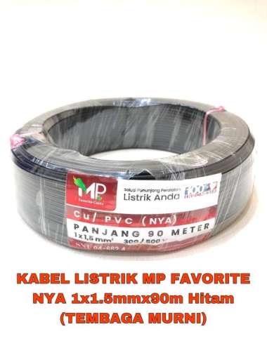 Kabel Listrik MP Favorite NYA 1x1.5MM x 90M Hitam tembaga murni