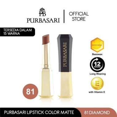 Purbasari Lipstick Color Matte 81 / Lipstick Matte / Lipstick tahan 12jam - Ringan dan lembut di bib