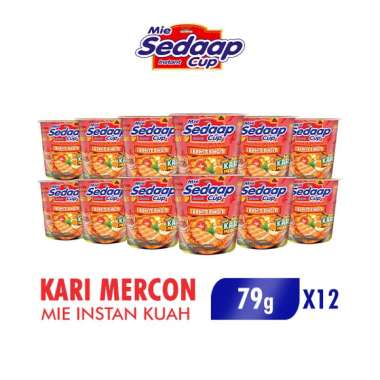 Sedaap Mie Instaant Cup Kari Mercon [12 Pcs x79gr]/Karton