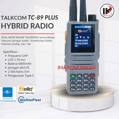 HT POC TALKCOM HYBRID TC-89 PLUS HYBRID RADIO FREQUENSI UHF SUPORT ZELO,POC GLOBAL & WALKIEFLEET