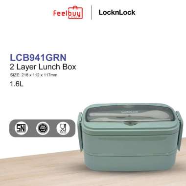 LocknLock - 2 Layer Lunch Box (Fork And Spoon) Kotak Makan Tingkat - Lcb941grn