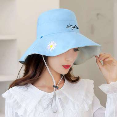 DAISY Bucket cap sun hat beach hat foldable cap topi pantai topi wanita topi lipat BLUE