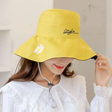 DAISY Bucket cap sun hat beach hat foldable cap topi pantai topi wanita topi lipat YELLOW