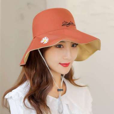 DAISY Bucket cap sun hat beach hat foldable cap topi pantai topi wanita topi lipat RED