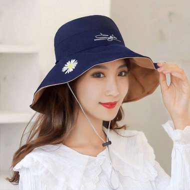 DAISY Bucket cap sun hat beach hat foldable cap topi pantai topi wanita topi lipat NAVY