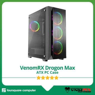 VenomRX Drogon Max + 4x ARGB Fan | PC Casing ATX | CPU PC Case Gaming
