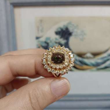 Cincin Batu Permata Natural Safir/Black Opal/Ruby Ukuran 5/6 Anti Karat cincin batu safir